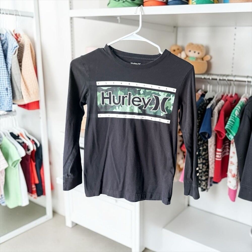 HURLEY Hurley Long Sleeve Cotton Graphic Tee Boys Size Small EUC